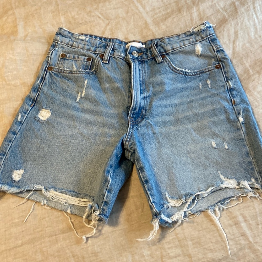 Zara distressed denim shorts